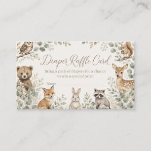 Boho Woodland Animals Diaper Raffle Enclosure Card