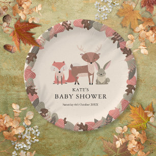 Boho Woodland Animals Forest Baby Shower Paper Plate