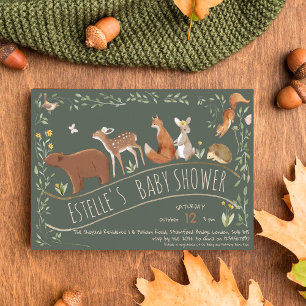 Boho Woodland Animals Forest Friends Baby Shower Invitation