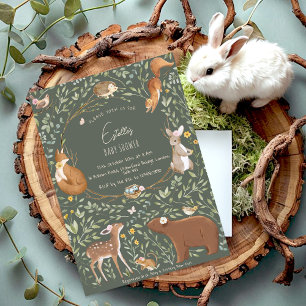 Boho Woodland Animals Forest Friends Baby Shower Invitation