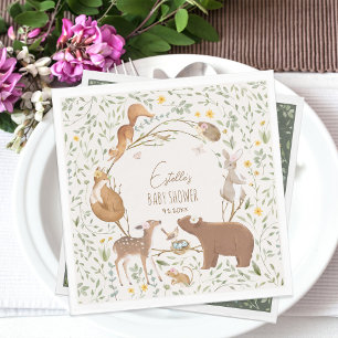 Boho Woodland Animals Forest Friends Baby Shower Napkin
