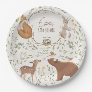 Boho Woodland Animals Forest Friends Baby Shower Paper Plate