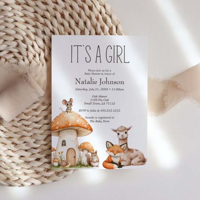 Boho Woodland Animals Girl Baby Shower Invitation (Creator Uploaded)