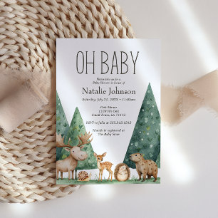 Boho Woodland Animals Oh Baby Shower Invitation