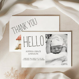 Boho Woodland Animals Photo Baby Announcement