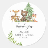 Boho Woodland Animals Thank You Baby Shower Classic Round Sticker (Front)