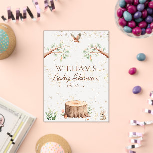 Boho Woodland Baby Shower Backdrop Personalised Acrylic Invitations
