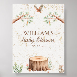 Boho Woodland Baby Shower Backdrop Personalised Poster