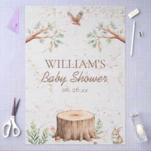 Boho Woodland Baby Shower Backdrop Personalised Tissue Paper
