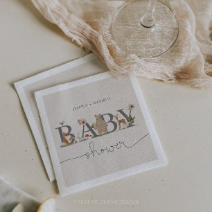 Boho Woodland Baby Shower Bear Baby Shower Napkin