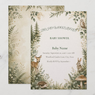 Boho Woodland Baby Shower Botanical Friends Invitation
