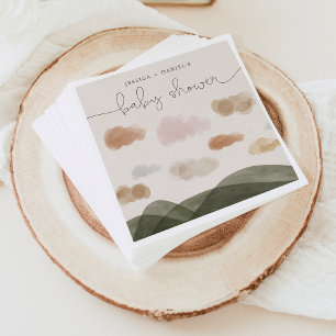Boho Woodland Baby Shower Cocktail Napkin Modern