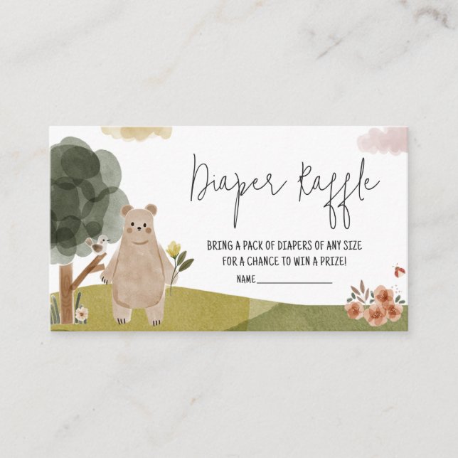 Boho Woodland Baby Shower Diaper Raffle Enclosure Card (Front)