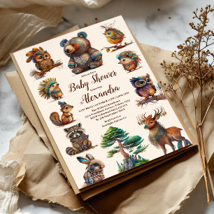 Boho Woodland Baby Shower Invitation