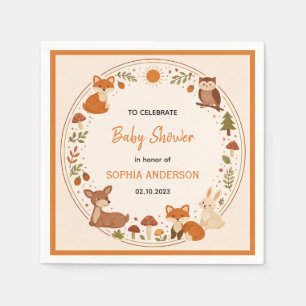 Boho Woodland Baby Shower Rustic Forest Animals Napkin