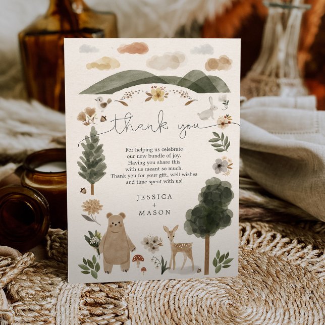 Boho Woodland Baby Shower Thank You Card (Creator Uploaded)