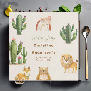Boho Woodland Bear Lion Fox Cactus Baby Shower Napkin
