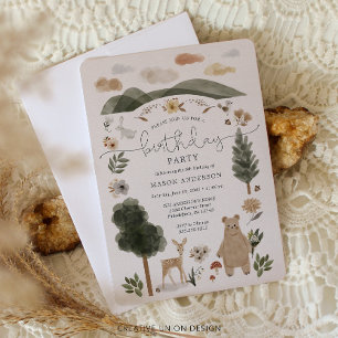 Boho Woodland Boy Birthday Party Invitation