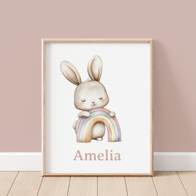 Boho Woodland Bunny Rainbow Nursery Poster (Creator Uploaded)