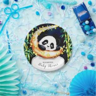 Boho Woodland Colourful Panda Baby Shower Paper Plate