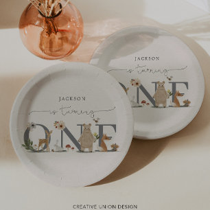 Boho Woodland First Birthday Party Paper Plate