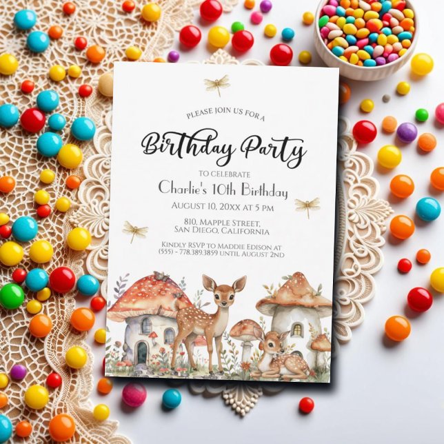 Boho Woodland Forest Animals 10th Birthday Party Invitation (Creator Uploaded)