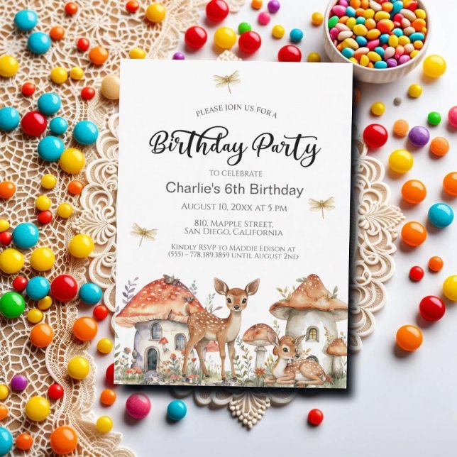 Boho Woodland Forest Animals 6th Birthday Party Invitation (Creator Uploaded)