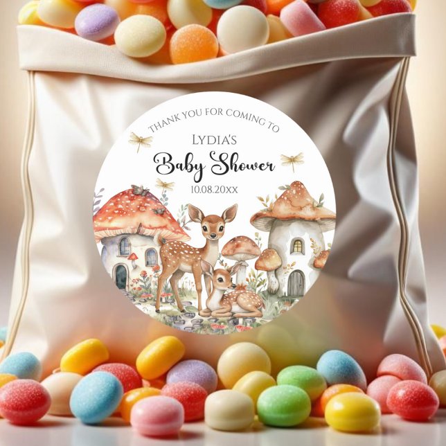 Boho Woodland Forest Animals Baby Shower Classic Round Sticker (Creator Uploaded)
