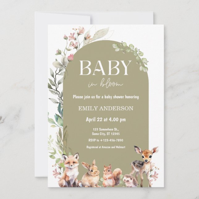 Boho Woodland Forest Animals Baby Shower Invitation (Front)