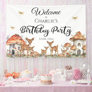 Boho Woodland Forest Animals Birthday Party Banner