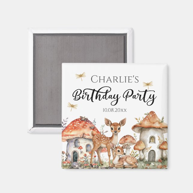 Boho Woodland Forest Animals Birthday Party Magnet (Front/Back)