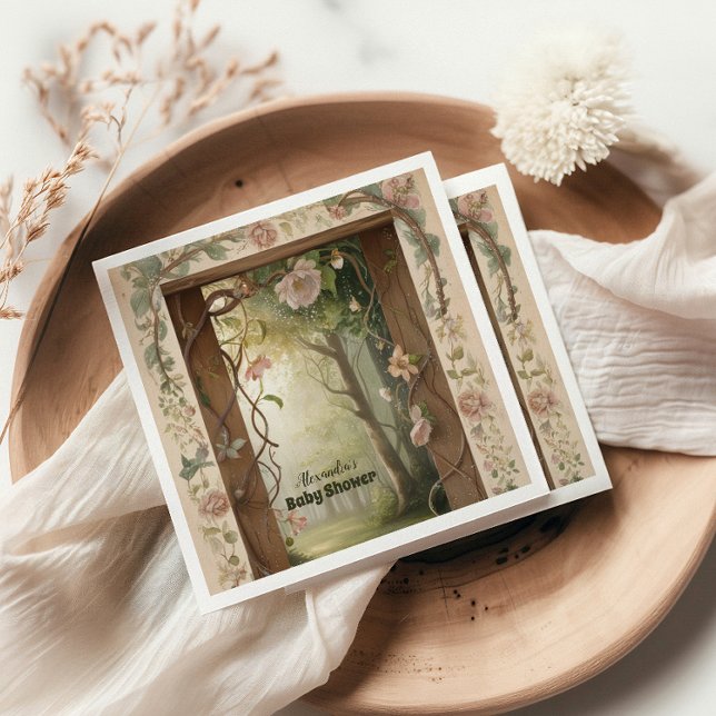 Boho Woodland Forest Baby Shower Napkin (Creator Uploaded)