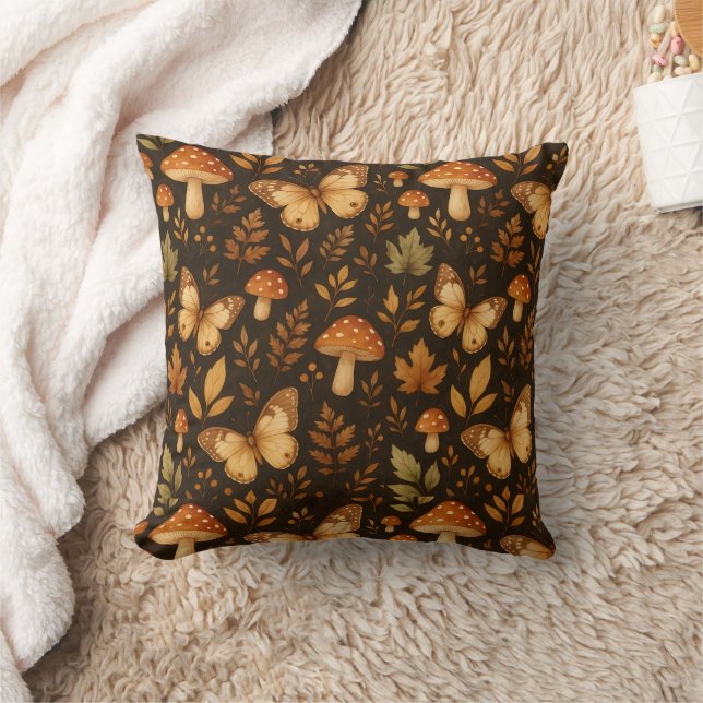 Boho Woodland Forest Mushrooms |  Fall Colours Cushion (Blanket)