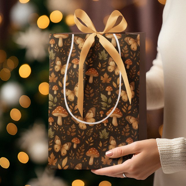 Boho Woodland Forest Mushrooms |  Fall Colours Medium Gift Bag (Creator Uploaded)