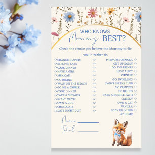 Boho Woodland Fox Who Knows Mummy Best Game Flyer