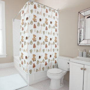Boho Woodland Jungle Animal Pattern Shower Curtain