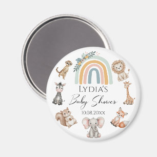Boho Woodland Jungle Animals Baby Shower Magnet