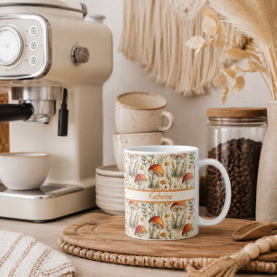 Boho Woodland Mushroom Pattern Coffee Mug