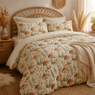 Boho Woodland Mushroom Pattern Pillowcase