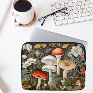 Boho Woodland Mushrooms Wildflower Garden Sports Laptop Sleeve