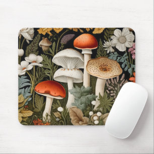 Boho Woodland Mushrooms Wildflower Garden Sports Mouse Pad