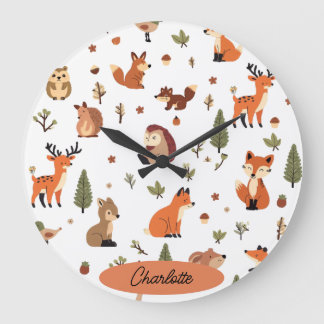 Boho Woodland Personalised Baby Large Clock