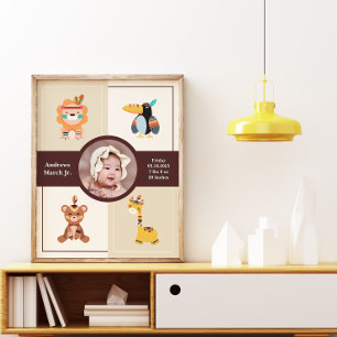 Boho Woodland Photo Birth Announcement Newborn Poster