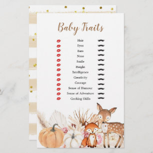 Boho Woodland Pumpkin Baby Traits Games