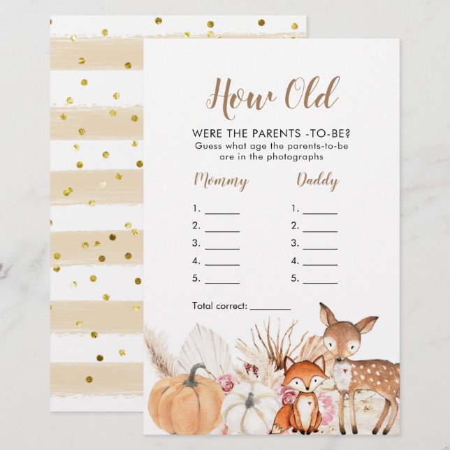 Boho Woodland Pumpkin How Old were The Parents (Front/Back)