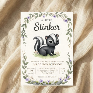 boho woodland Stinker greenery baby shower Invitation
