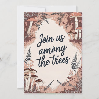 Boho Woodland Wedding Card with Mushrooms & Fems