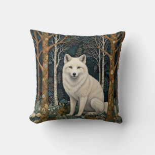 Boho woodland white fox cushion