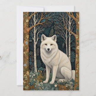 Boho woodland white fox holiday card