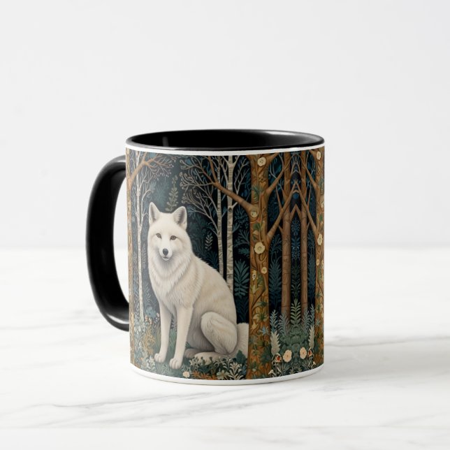 Boho woodland white fox mug (Front Left)